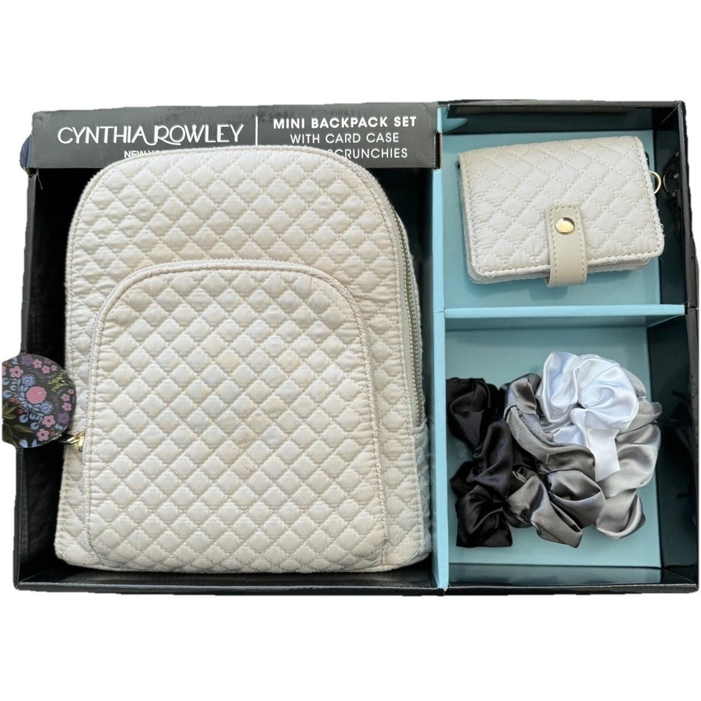 Quilted Mini Backpack Set with Card Case & 4 Scrunchies By Cynthia Rowley